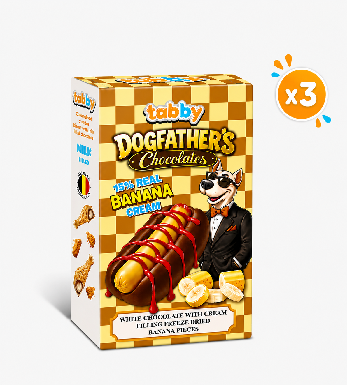 Tabby Dog Fathers Hotdog Banana 40g Box x3