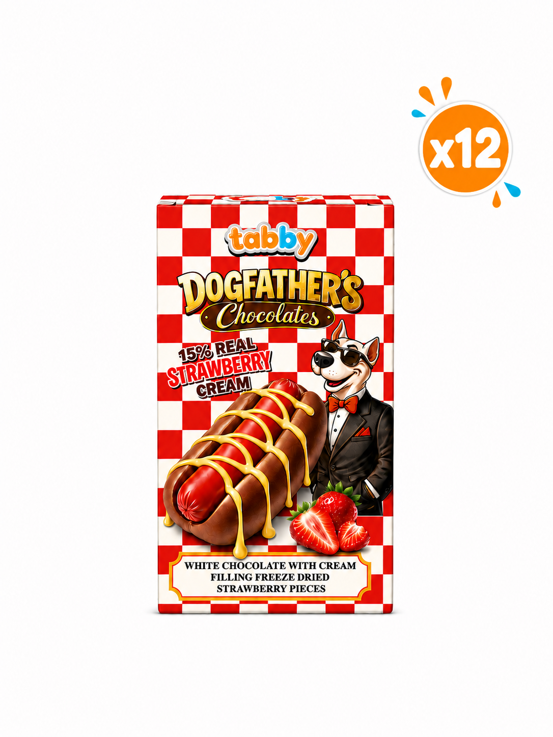 Tabby Dog Fathers Hotdog Strawberry 40g Box x12