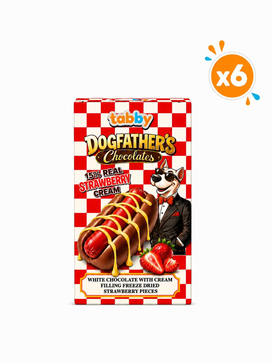Tabby Dog Fathers Hotdog Strawberry 40g Box x6
