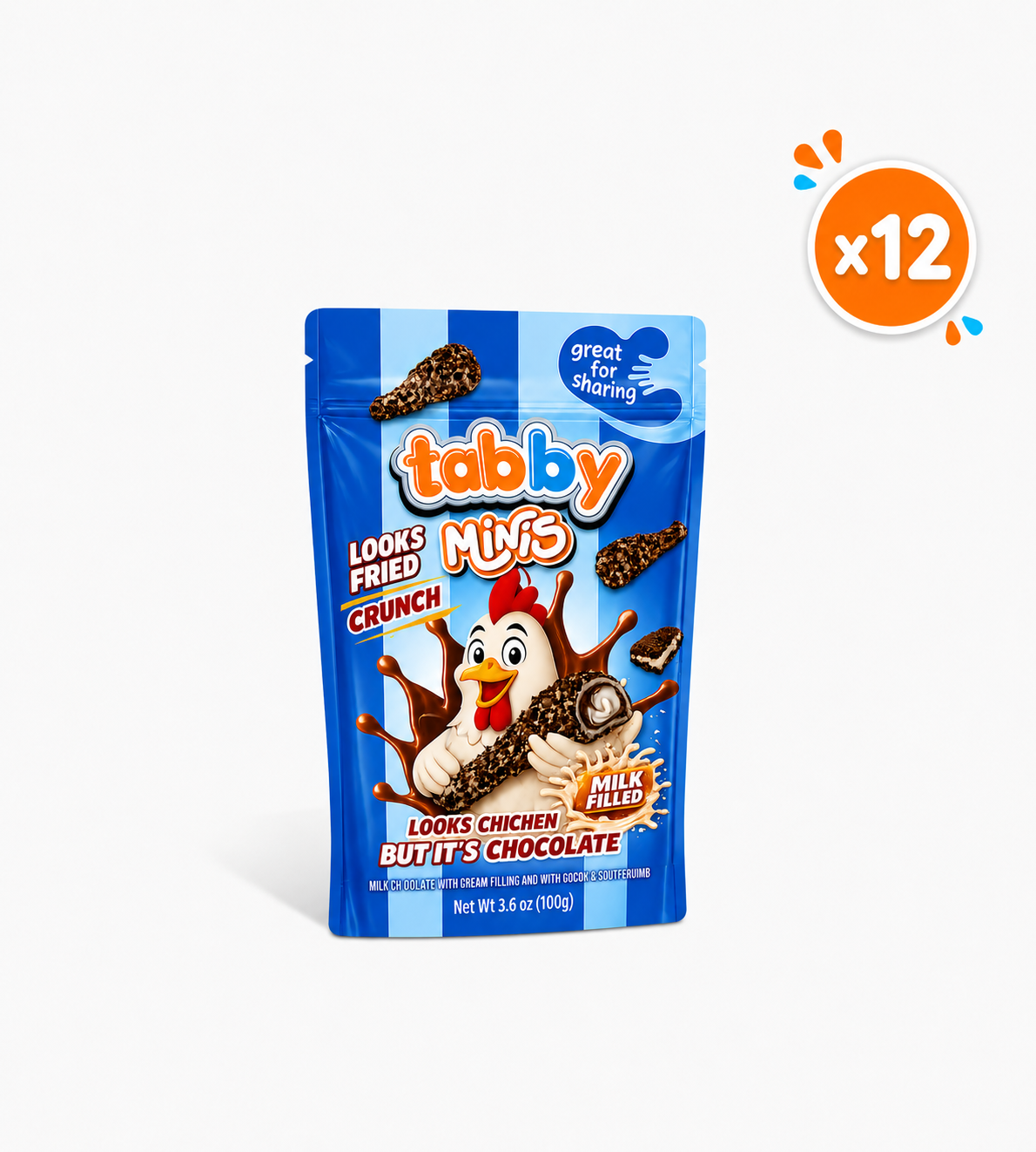 Tabby Minis Cocoa Drumstick Chocolate 100g x12