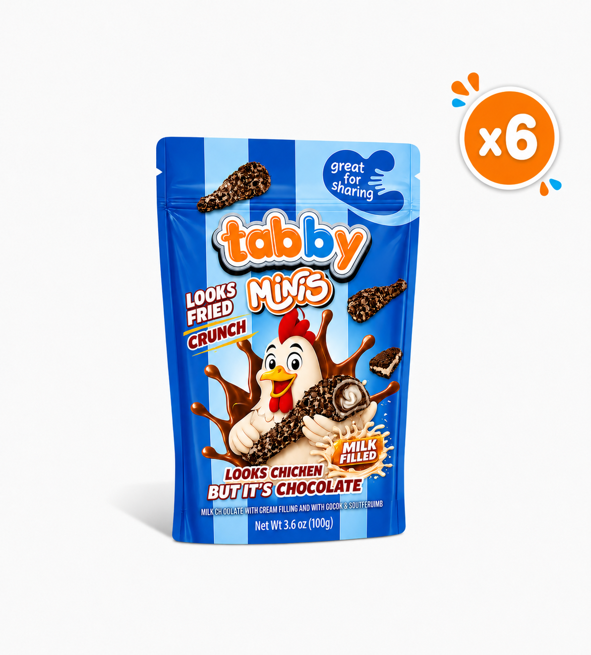 Tabby Minis Cocoa Drumstick Chocolate 100g x6